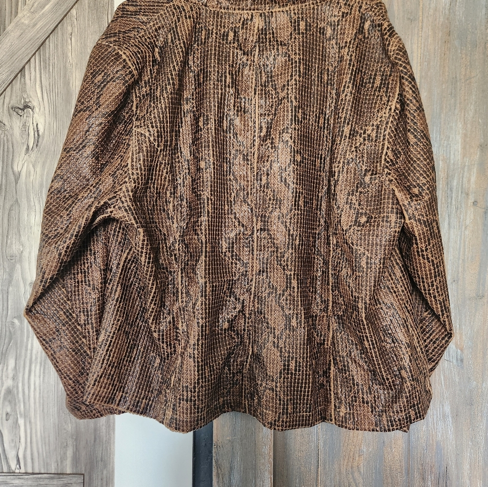 Ruby Red Faux Snakeskin Woman's Biker Jacket - Picture 7 of 9